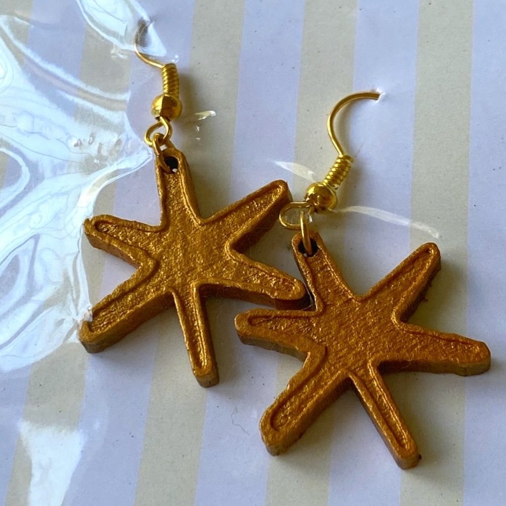 Handmade Star Earrings Made from Vintage Book Covers